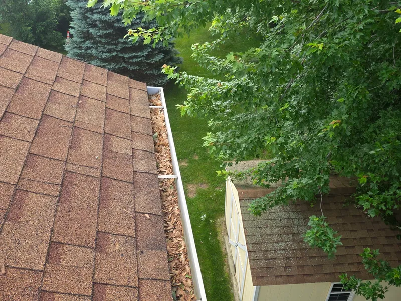 Gutter before debris extraction
